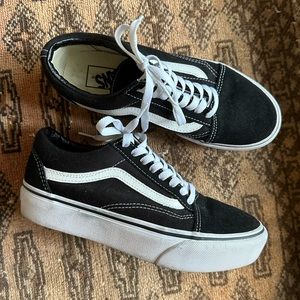 Vans Old Skool platform sneakers in black and white